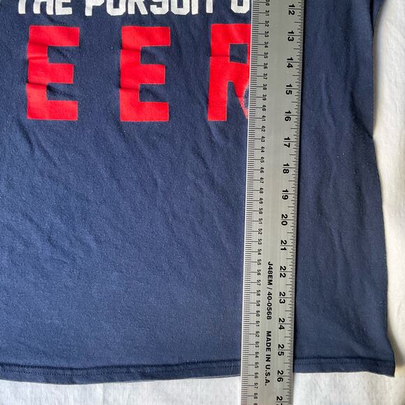 H Men’s Short Sleeve T-shirt size L, Blue, Life Liberty and The Pursuit Of Beer - Picture 4 of 7